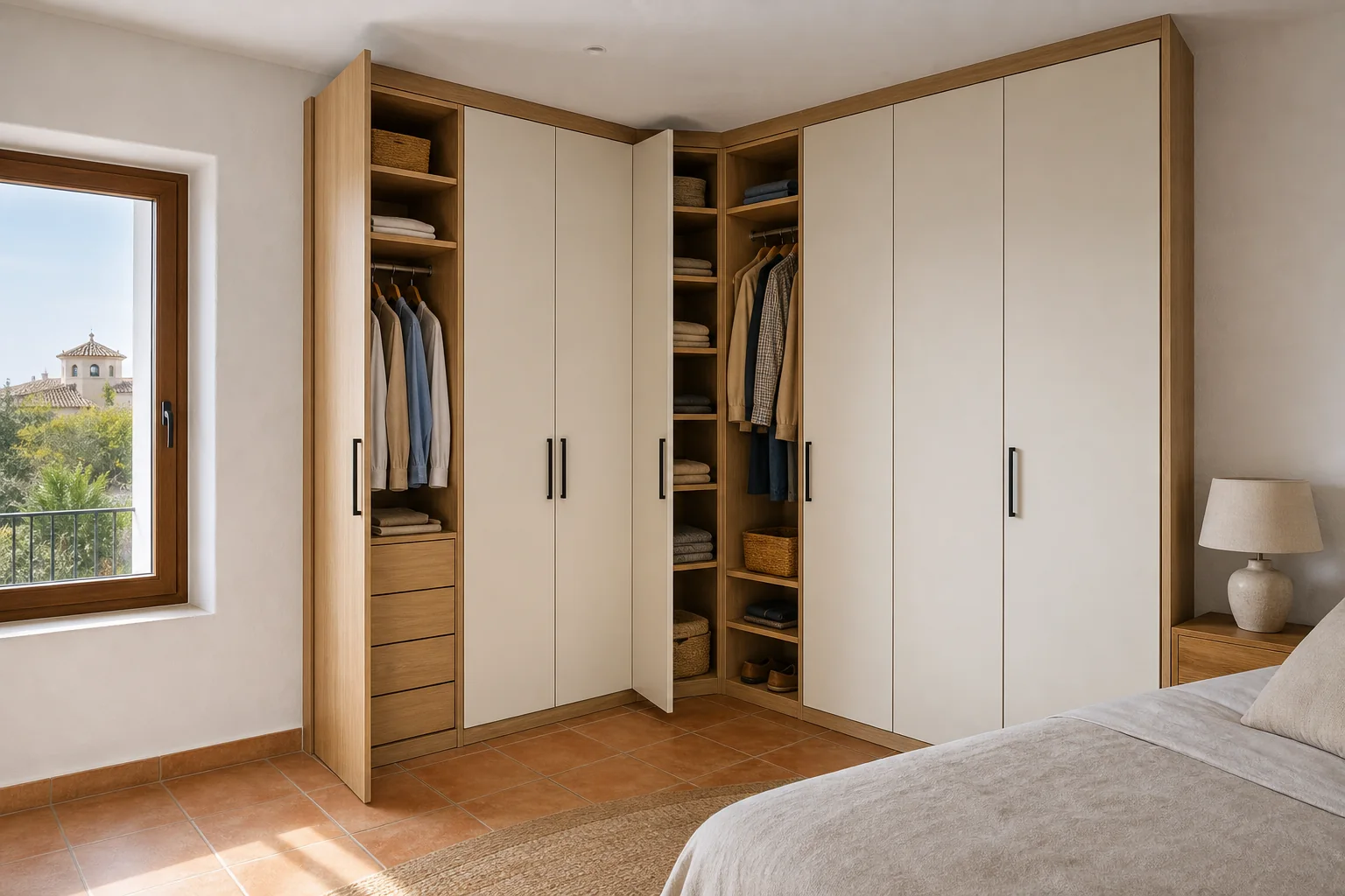 Armarios con puertas abatibles para extremo junto a pared en Marbella