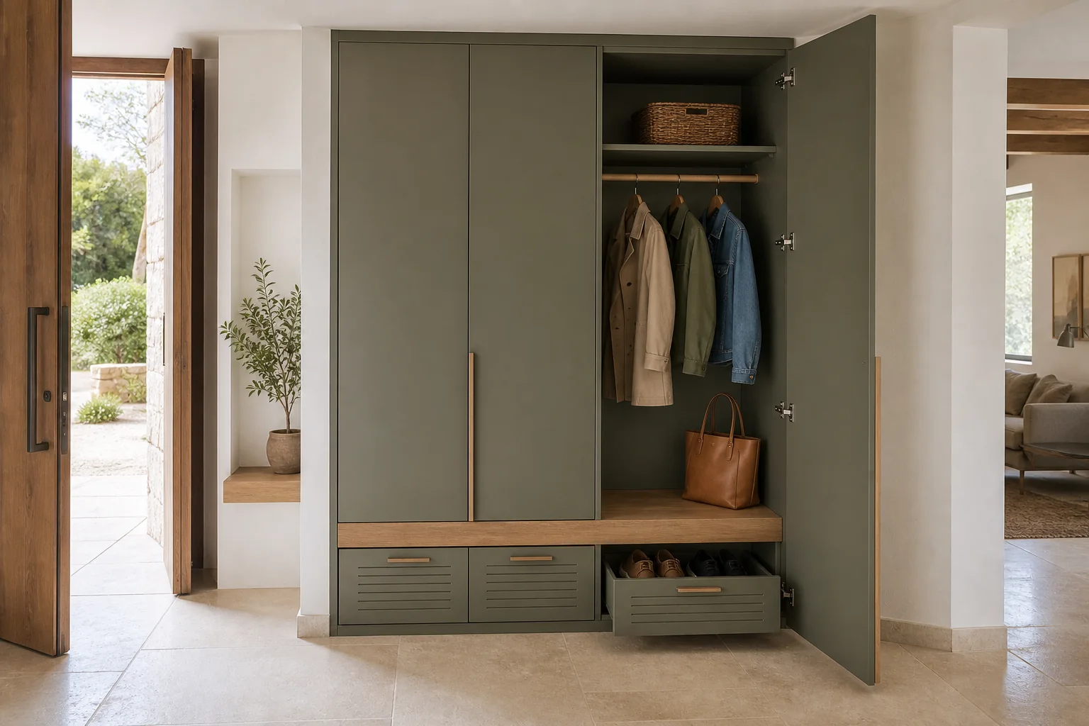 Armarios con puertas abatibles para puerta alta en Marbella
